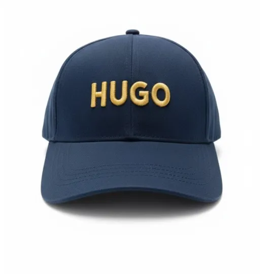 HUGO Navy Baseball Cap with Gold Embroidered Logo